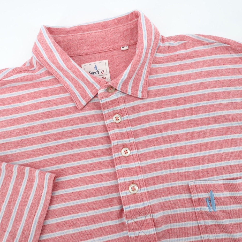 Johnnie O Hangin Stretch Pocket Polo Shirt Red Blue Cotton Modal Spandex Mens XL